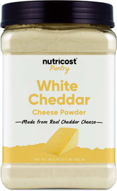 Nutricost Pantry White Cheddar Powder bottle for rich cheese flavor in meals