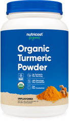 Nutricost turmeric powder jar reveals a rich aroma for cooking.