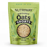 NUTRIWAY Organic Oat Groats front-pack; high-protein vegan staple for breakfast and meal prep