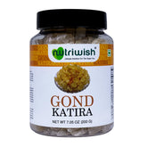 Nutriwish Gond Katira bottle and packaging for purity and freshness in drinks.