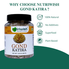 Nutriwish Gond Katira soaked gel strands ready for falooda and desserts.