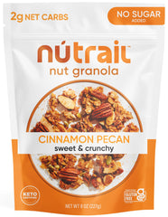 NuTrail Nut Granola Cinnamon Pecan bag – gluten-free, low-carb breakfast option.
