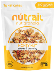 NuTrail Nut Granola Honey Nut bag front, ideal for quick keto breakfast