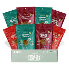 Nutruit roasted lentil snacks in Himalayan Salt & Pepper flavor for a protein-rich crunch.