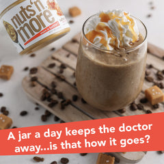 Nuts 'N More spoonful of salted caramel peanut butter spread.