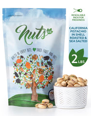 NUTS U.S. California pistachios packed fresh, ready for snacking.