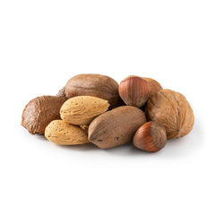 NUTS U.S. mixed nuts in shell, almonds and walnuts, a wholesome snack.