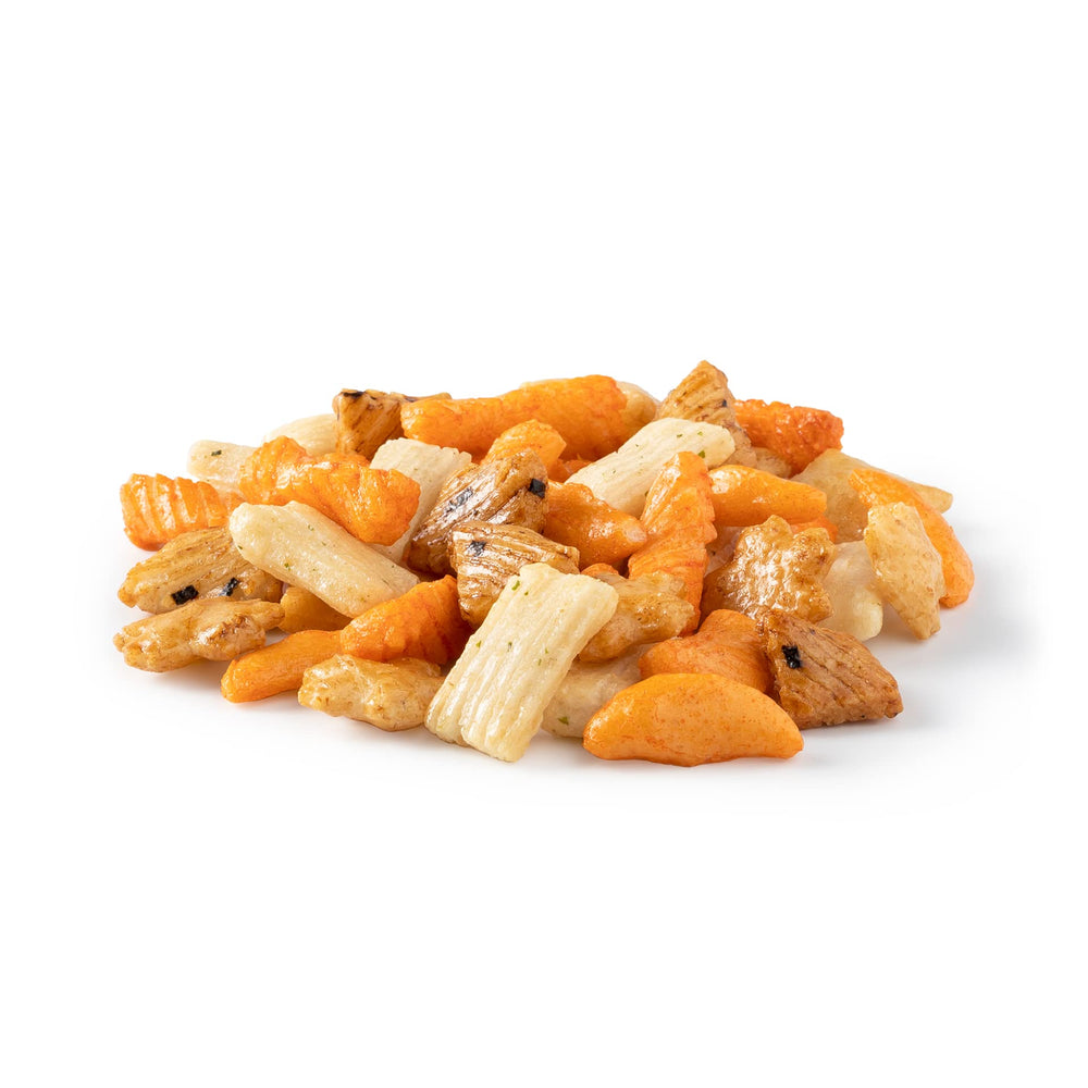 NUTS U.S. Oriental Rice Crackers pack shot showing crisp texture for snacking.