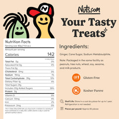 Nuts.com crystallized ginger pieces in bag highlighting resealable packaging for freshness