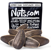 Nuts.com jumbo raw sunflower seeds in-shell provide a protein-rich snack option.