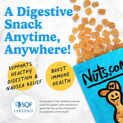 Nuts.com organic crystallized ginger in hot tea, enhancing flavor.