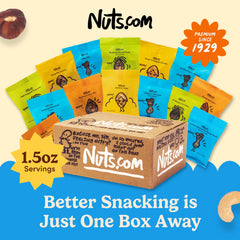 Nuts.com snack box showing dried fruits and apricots for sharing.