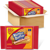 Nutter Butter double-nutty peanut butter sandwich cookies in a family pack for sharing.