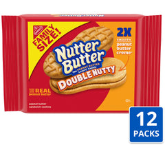 Nutter Butter sandwich cookies in a resealable pack keep freshness between bites.