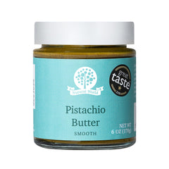 Nutural World smooth pistachio butter 6oz jar highlights pure pistachios and clean flavor.