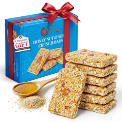 NY Spice Shop honey nut and seed crunch bars in packaging for quick breakfast.