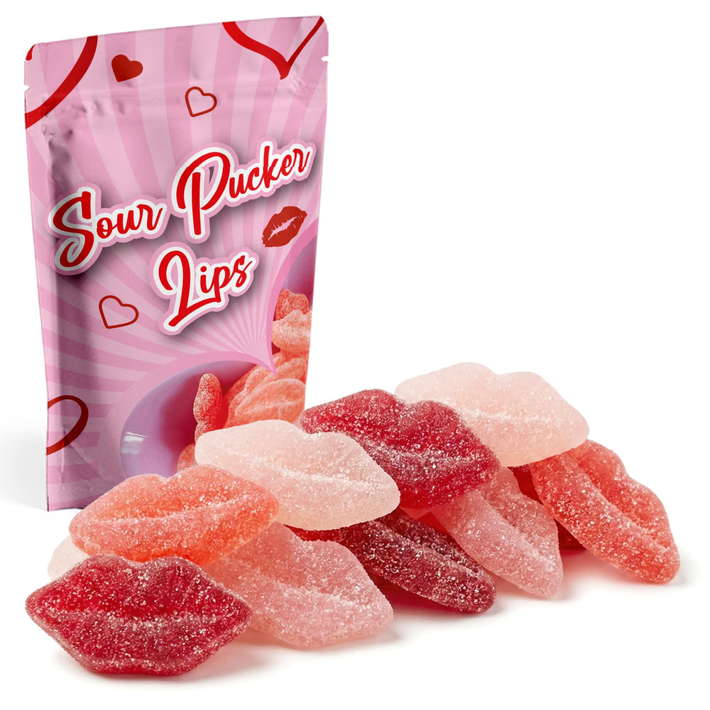 NY Spice Shop Sour Pucker gummies lip-shaped candies add playful flair to party bowls.