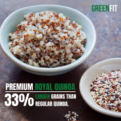 Greenfit Royal Quinoa prewashed grains save time in meal prep.
