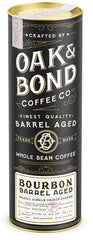 Oak & Bond bourbon barrel aged coffee bag—premium packaging preserves freshness.