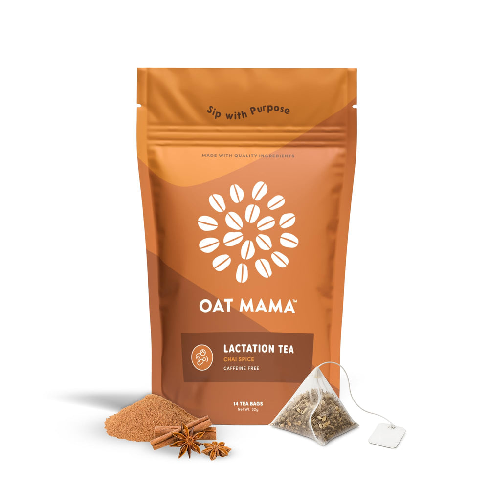 Oat Mama chai spice lactation tea cup steaming for a comforting postpartum ritual