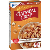 Oatmeal Crisp bowl with milk highlights fiber-rich breakfast.