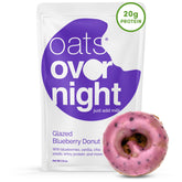 Oats Overnight glazed blueberry donut pack—protein-packed breakfast option.