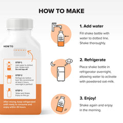 Oats Overnight Peanut Butter Crunch bottled shake pour demonstrates smooth on-the-go convenience