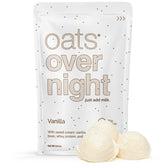 Oats Overnight Vanilla pack image highlighting convenient overnight prep for busy mornings