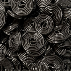 OBELYS Black Licorice Wheels 1lb bag: soft, chewy texture for easy sharing.