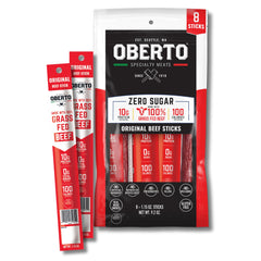 Oberto Grass Fed Beef Sticks Original in package, convenient protein snack.