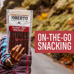 Oberto Smoked Sausages highlighting bold aroma and snap in every bite.