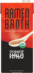 Ocean's Halo ramen broth bottle, ideal for quick vegan meals.