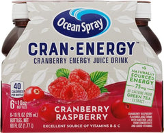 Ocean Spray Cran-Energy green tea extract label showing caffeine source and clean energy