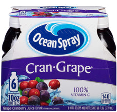 Ocean Spray Cran-Grape juice bottle 10 oz, perfect as a mixer for cocktails or mocktails.