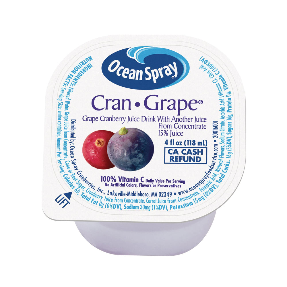 Ocean Spray Cran-Grape juice cups in a 4 oz pack for on-the-go hydration.