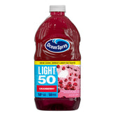Ocean Spray Cran50 bottle front view highlighting crisp cranberry flavor and low calories.