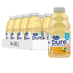 Ocean Spray Pure Unsweetened White Grapefruit Juice bottle front view, eight-pack, ideal for cocktails.