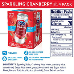 Ocean Spray Sparkling Cranberry can side view highlighting crisp flavor and label.