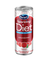 Ocean Spray Sparkling Diet Cranberry can front view highlights a low-calorie refreshment option.