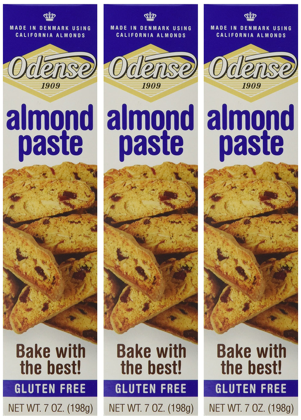 Odense Almond Paste 3-pack packshot highlights value for home bakers.