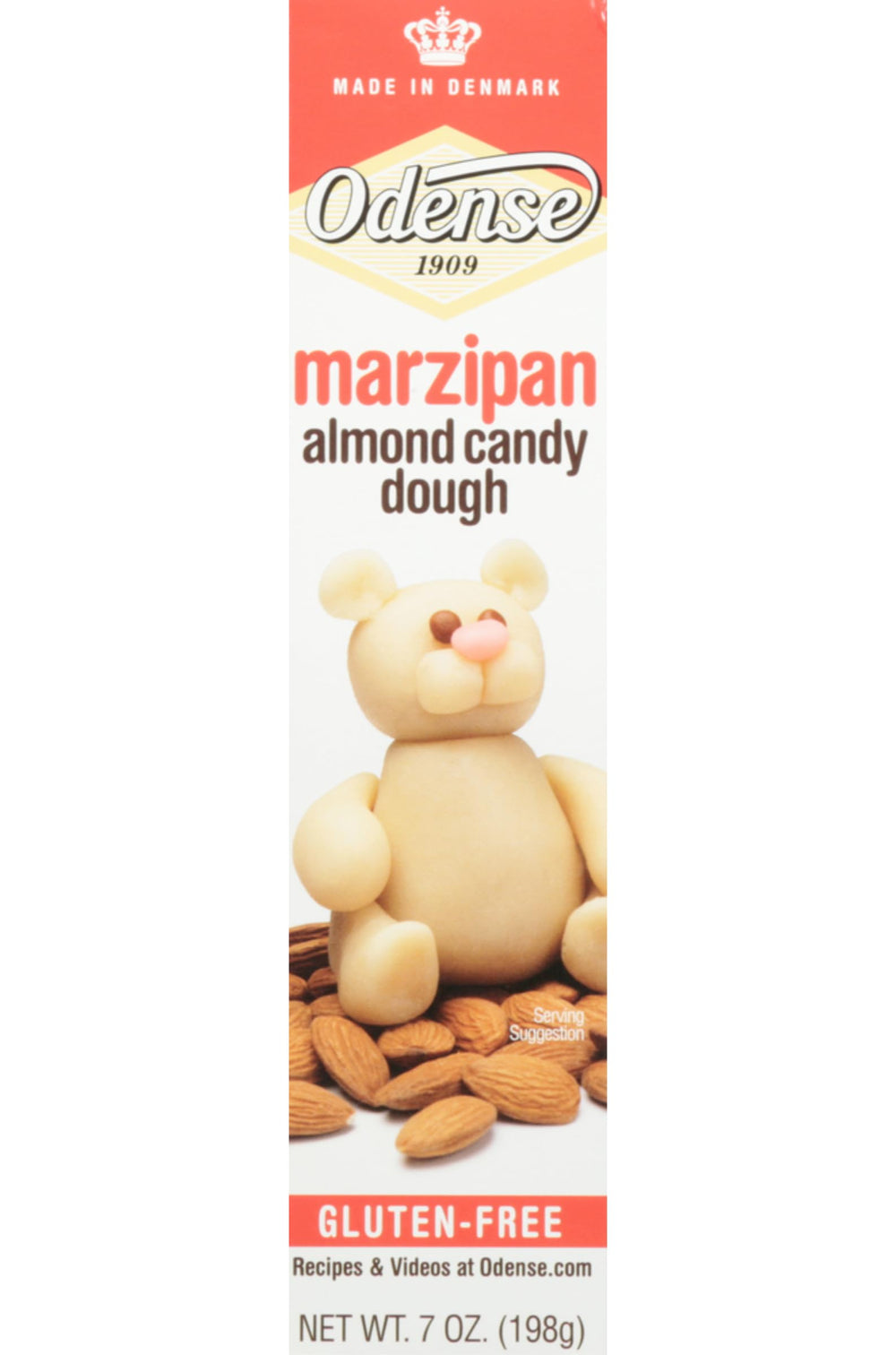 Odense marzipan roll front view, 3-pack ideal for sharing