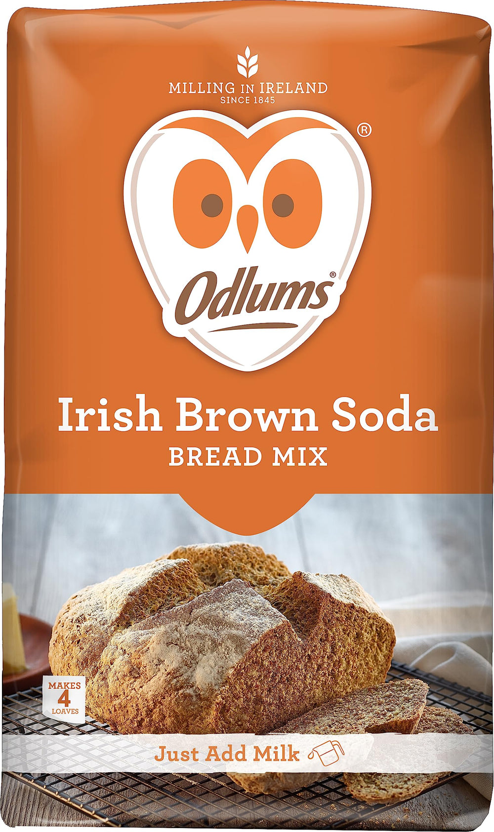 Odlums Brown Bread Mix 2kg package for fresh Irish bread at home.