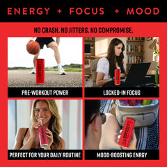 Odyssey Elixir can nutrition panel highlighting 85 mg caffeine for steady energy