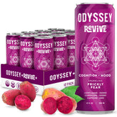 Odyssey Elixir Revive bottle shows prickly pear flavor for hydration and mood support.