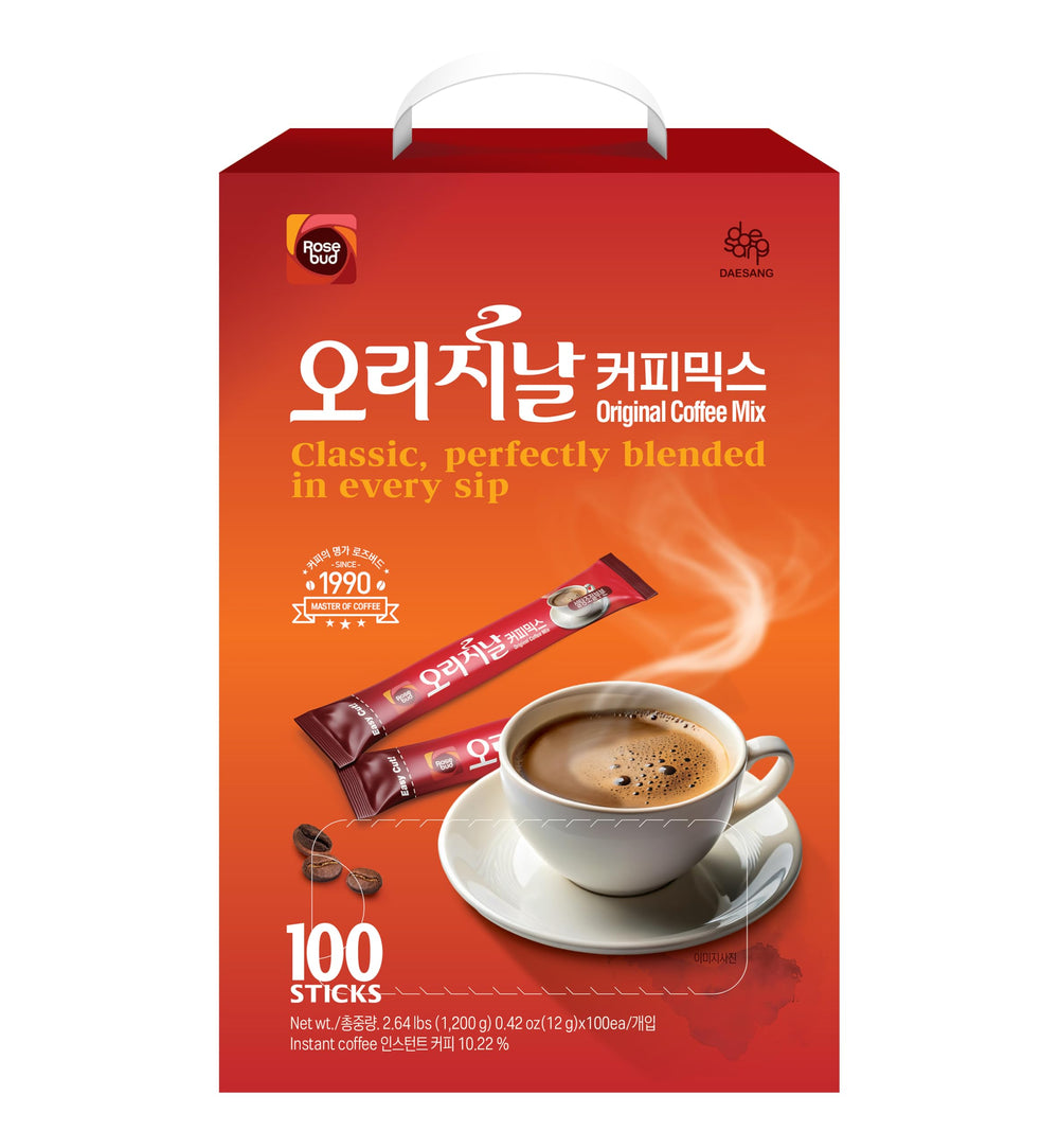 O’Food Rosebud coffee stick box showcases convenient 3-in-1 mocha flavor for busy mornings.