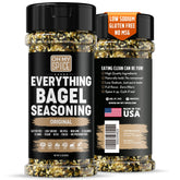 Oh My Spice Everything Bagel Seasoning bottle adds bold gluten-free flavor to meals.