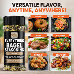 Oh My Spice Everything Bagel Seasoning with eggs provides tasty low-sodium boost.