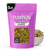 Oh! Nuts pumpkin seeds roasted salted in a 3 lb Zip-Seal bag for fresh snacking.