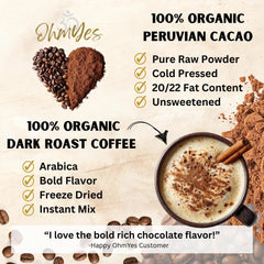 OhmYes Dark Roast Instant Coffee cup showcases bold flavor ready fast