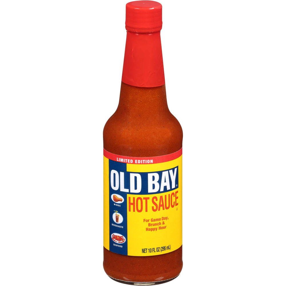 OLD BAY Hot Sauce bottle with wings, adding bold seafood-inspired heat.